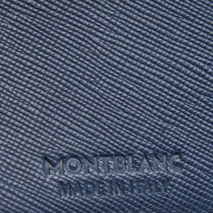 Pre Owned Montblanc Nay Blue Leather Meisterstuck 6CC Bifold Wallet