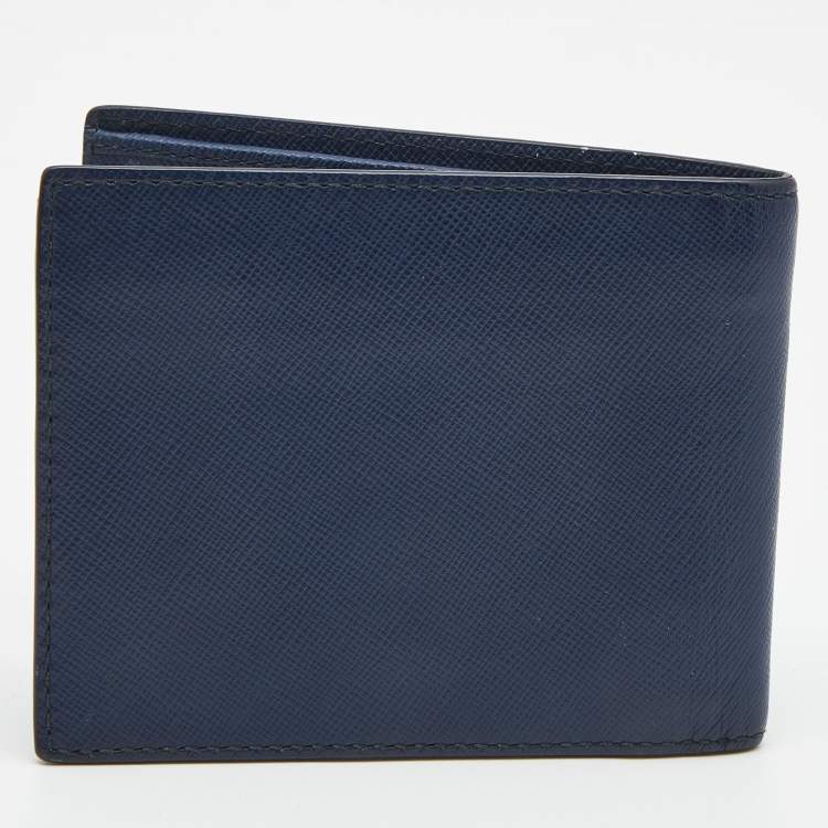 Pre Owned Montblanc Nay Blue Leather Meisterstuck 6CC Bifold Wallet