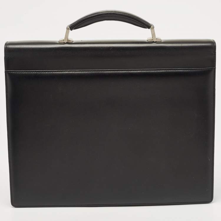 Pre Owned Montblanc Black Leather Meisterstuck Single Gusset Briefcase 