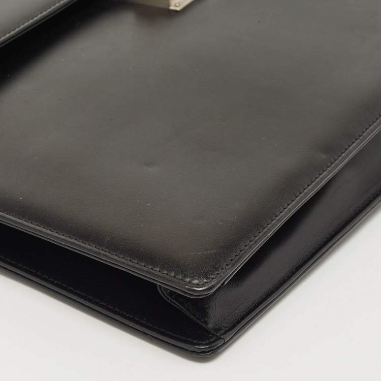 Pre Owned Montblanc Black Leather Meisterstuck Single Gusset Briefcase 