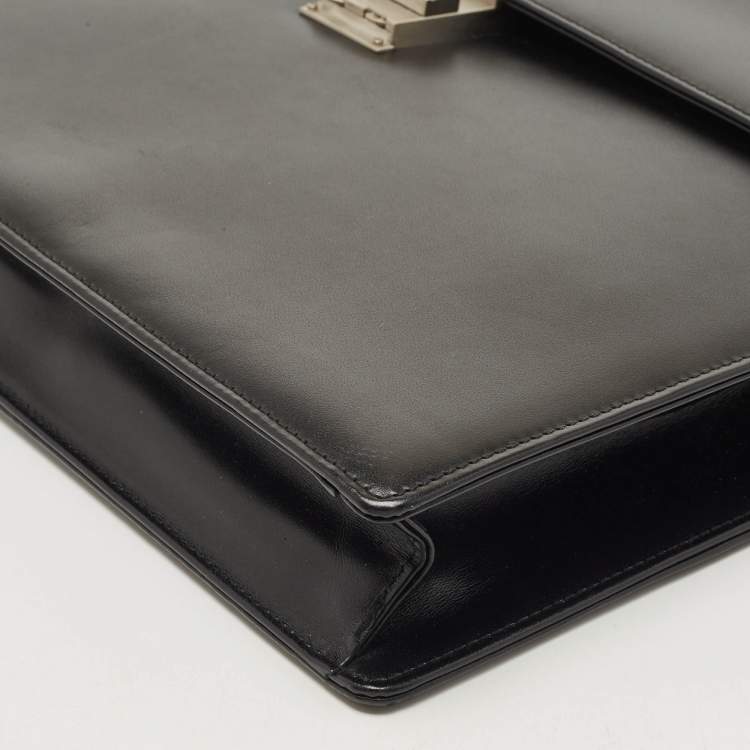 Pre Owned Montblanc Black Leather Meisterstuck Single Gusset Briefcase 