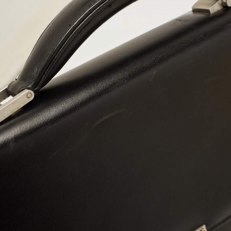 Pre Owned Montblanc Black Leather Meisterstuck Single Gusset Briefcase 
