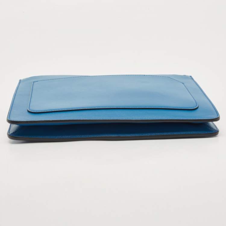 Pre Owned Montblanc Blue Leather Meisterstuck Wristlet Clutch