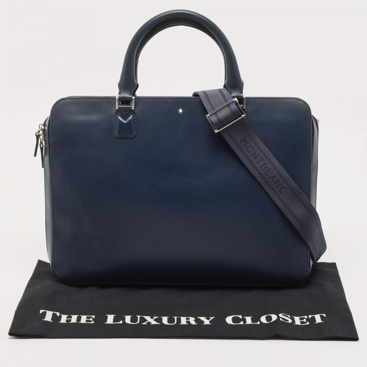 Pre Owned Montblanc Blue Leather Meisterstuck Sartorial Slim Document Case