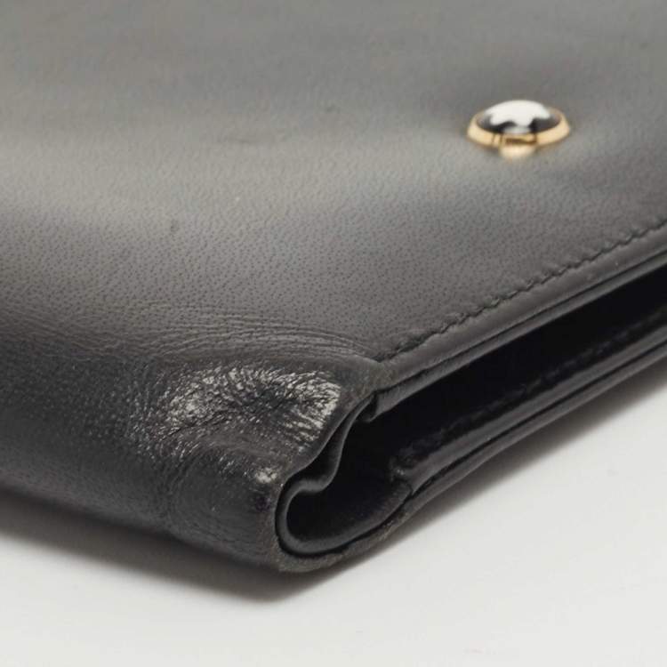 Pre Owned Montblanc Black Leather Miesterstuck Bifold Wallet