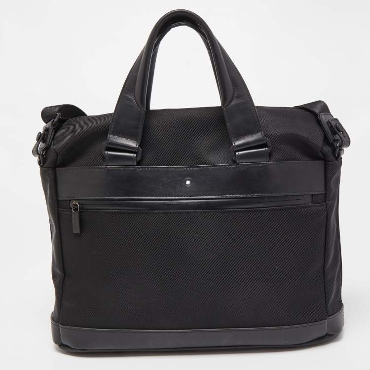 Pre Owned Montblanc Black Nylon and Leather My Nightflight Briefcase Bag