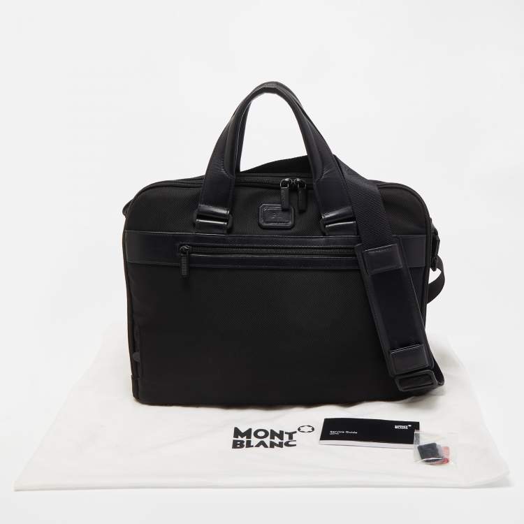 Pre Owned Montblanc Black Nylon and Leather My Nightflight Briefcase Bag
