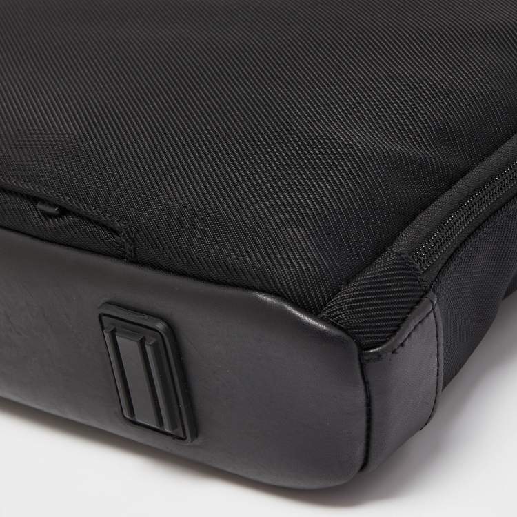 Pre Owned Montblanc Black Nylon and Leather My Nightflight Briefcase Bag
