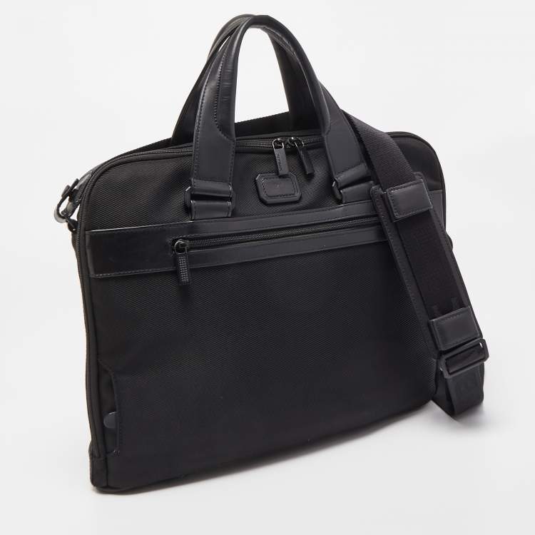 Pre Owned Montblanc Black Nylon and Leather My Nightflight Briefcase Bag