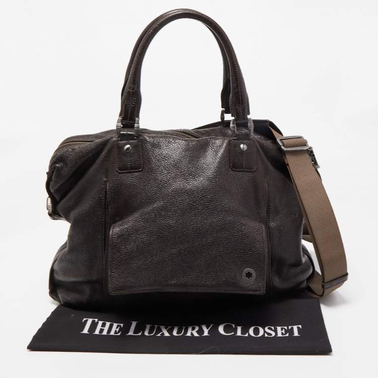 Pre Owned Montblanc Dark Brown Soft Grained Leather Meisterstuck Pocket Tote