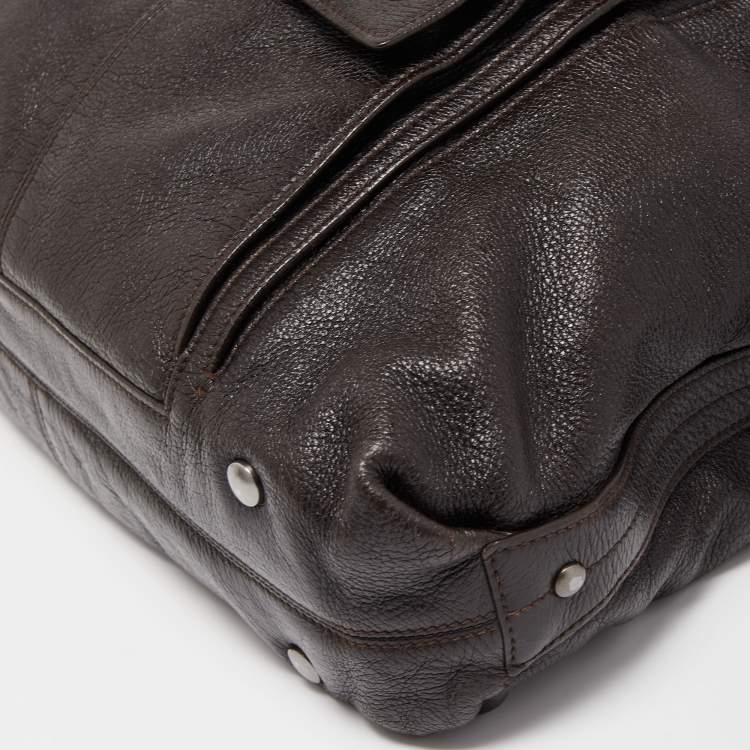 Pre Owned Montblanc Dark Brown Soft Grained Leather Meisterstuck Pocket Tote