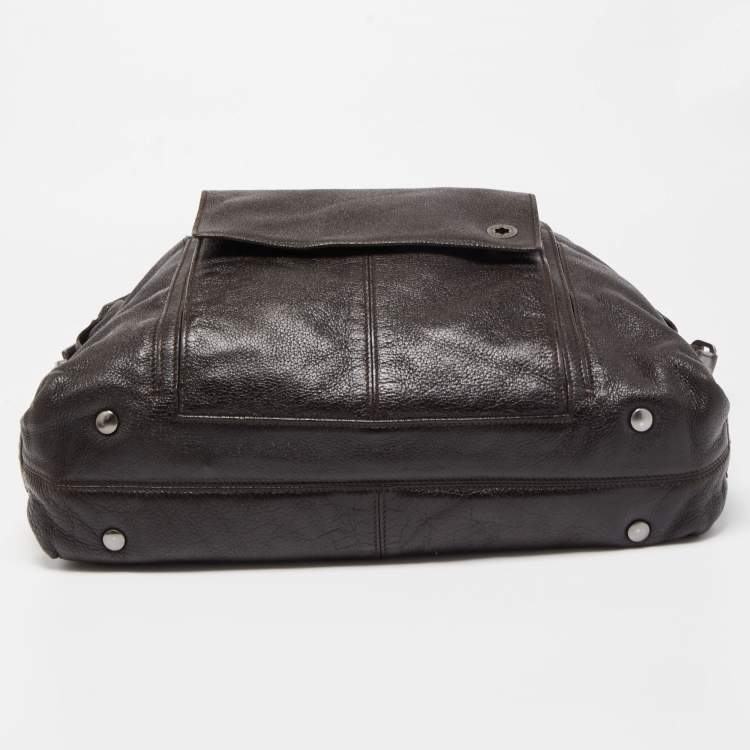 Pre Owned Montblanc Dark Brown Soft Grained Leather Meisterstuck Pocket Tote