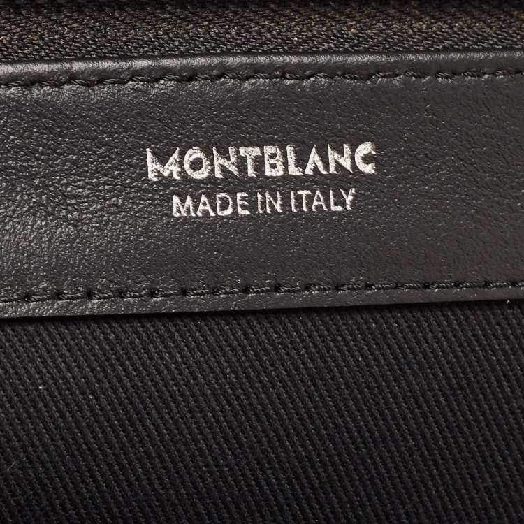 Pre Owned Montblanc Black/Blue Coated Canvas and Leather Zip Portfolio