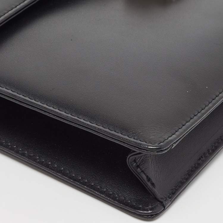 Pre Owned Montblanc Black Leather Flap Wristlet Clutch