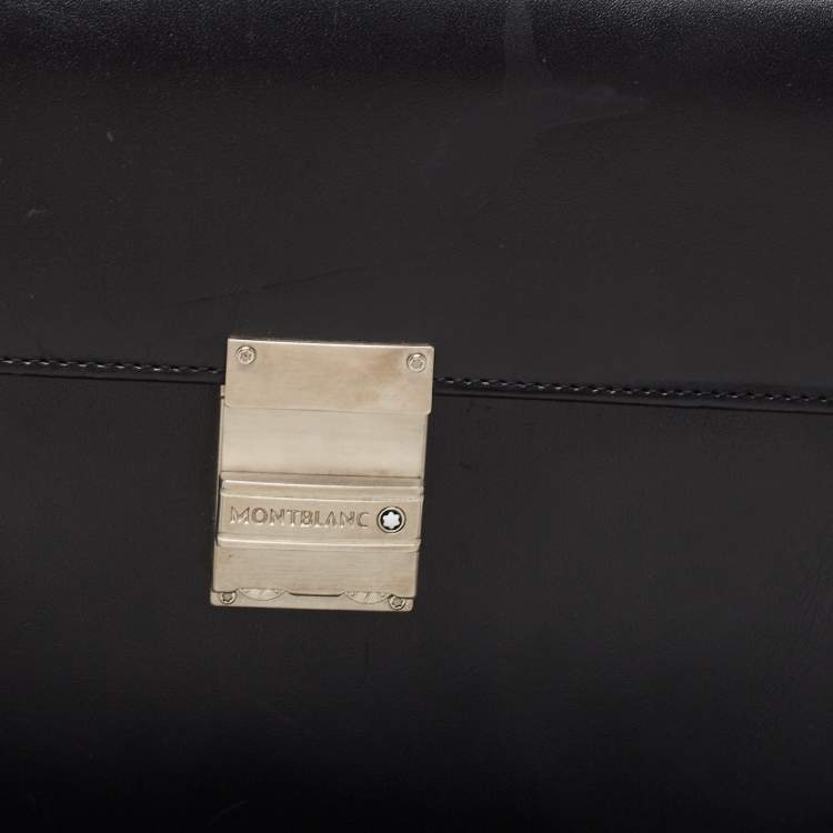 Pre Owned Montblanc Black Leather Flap Wristlet Clutch