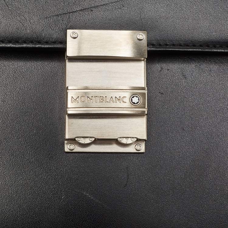 Pre Owned Montblanc Black Leather Flap Wristlet Clutch