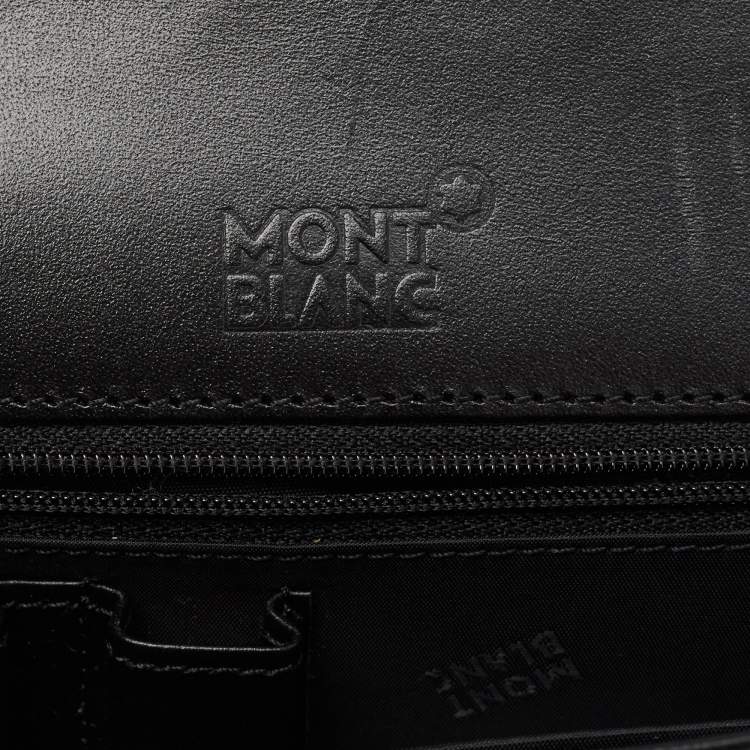 Pre Owned Montblanc Black Leather Flap Wristlet Clutch