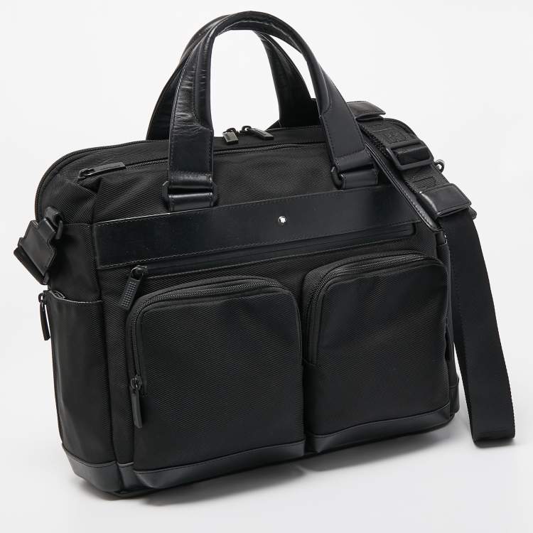 Pre Owned Montblanc Black Nylon and Leather Nightflight Document Case