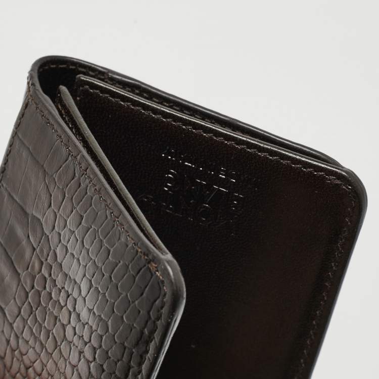 مملوكة مسبقًا Montblanc Dark Brown Ostrich Leg Leather Business Card Holder