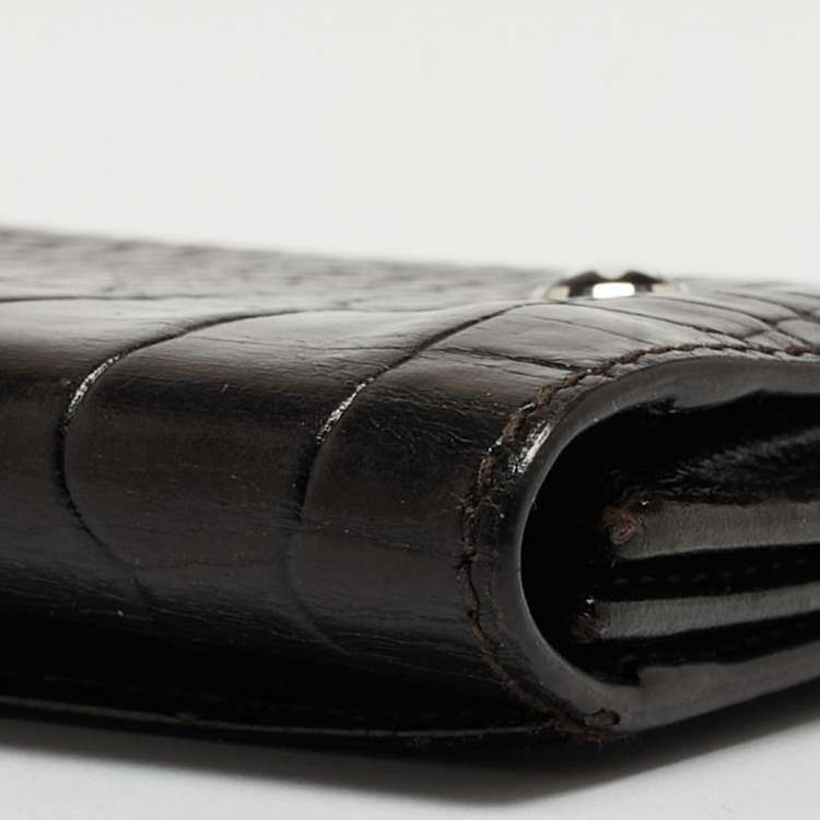 مملوكة مسبقًا Montblanc Dark Brown Ostrich Leg Leather Business Card Holder