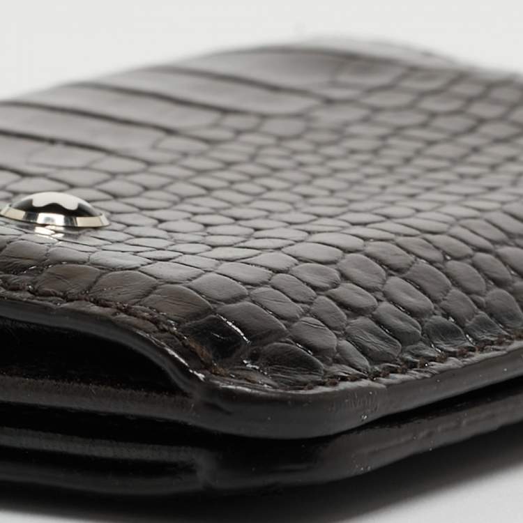 مملوكة مسبقًا Montblanc Dark Brown Ostrich Leg Leather Business Card Holder