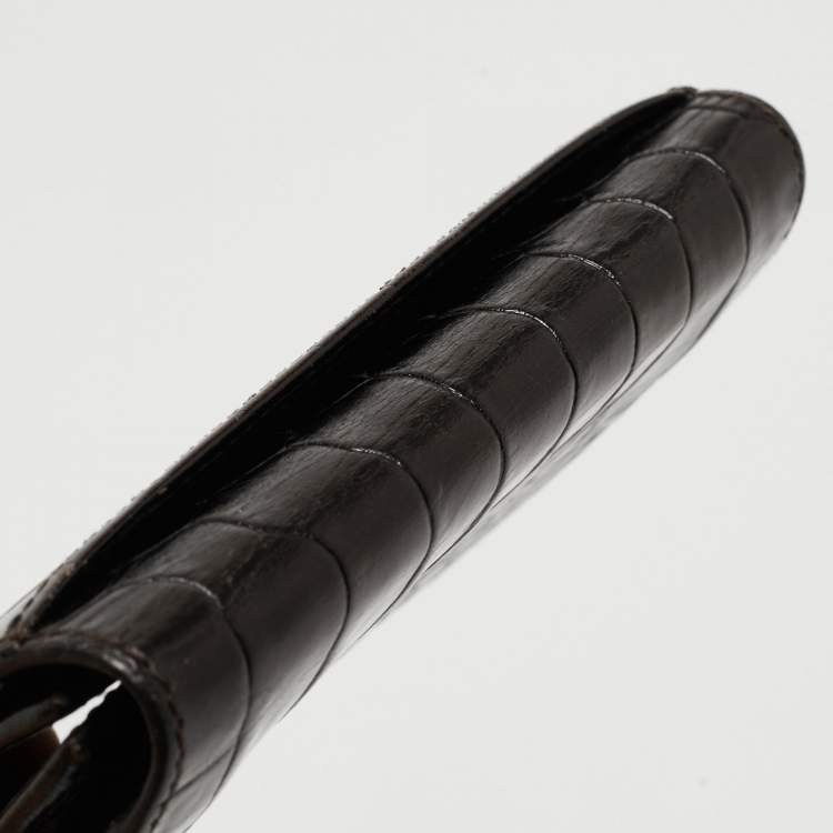 مملوكة مسبقًا Montblanc Dark Brown Ostrich Leg Leather Business Card Holder