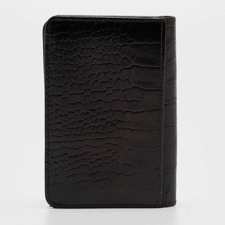مملوكة مسبقًا Montblanc Dark Brown Ostrich Leg Leather Business Card Holder