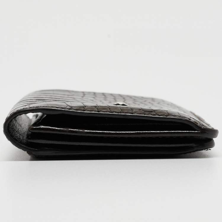 مملوكة مسبقًا Montblanc Dark Brown Ostrich Leg Leather Business Card Holder