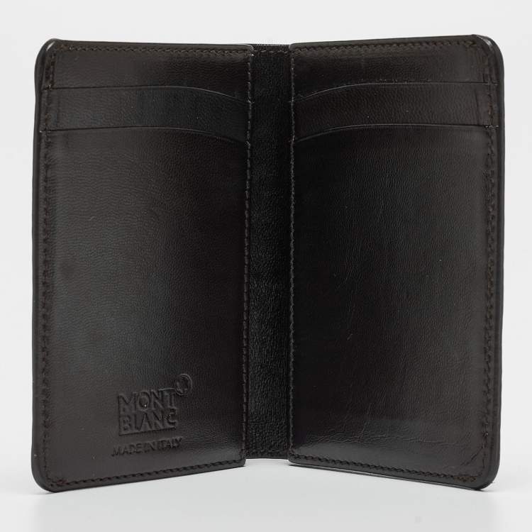 مملوكة مسبقًا Montblanc Dark Brown Ostrich Leg Leather Business Card Holder