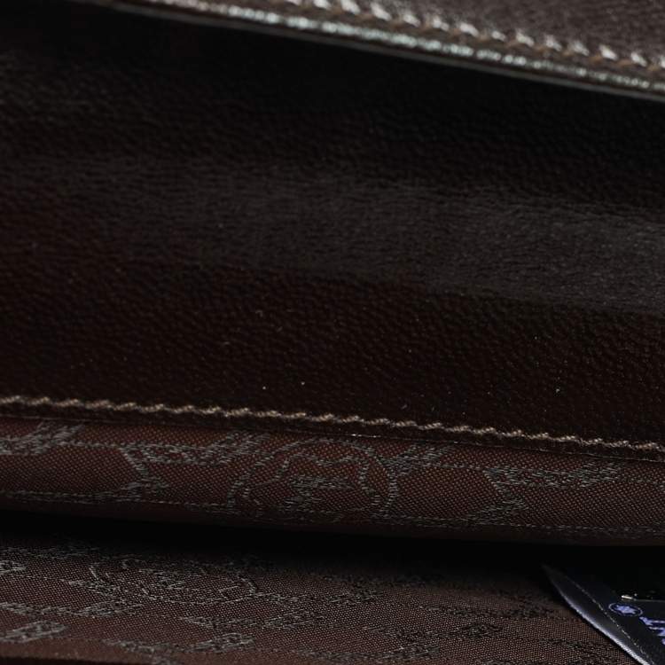 مملوكة مسبقًا Montblanc Dark Brown Ostrich Leg Leather Business Card Holder