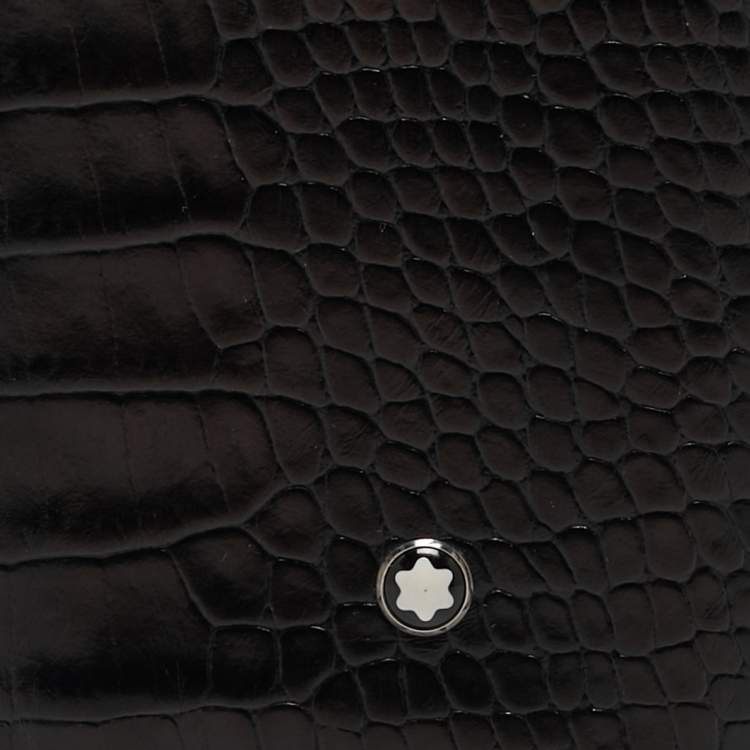 مملوكة مسبقًا Montblanc Dark Brown Ostrich Leg Leather Business Card Holder