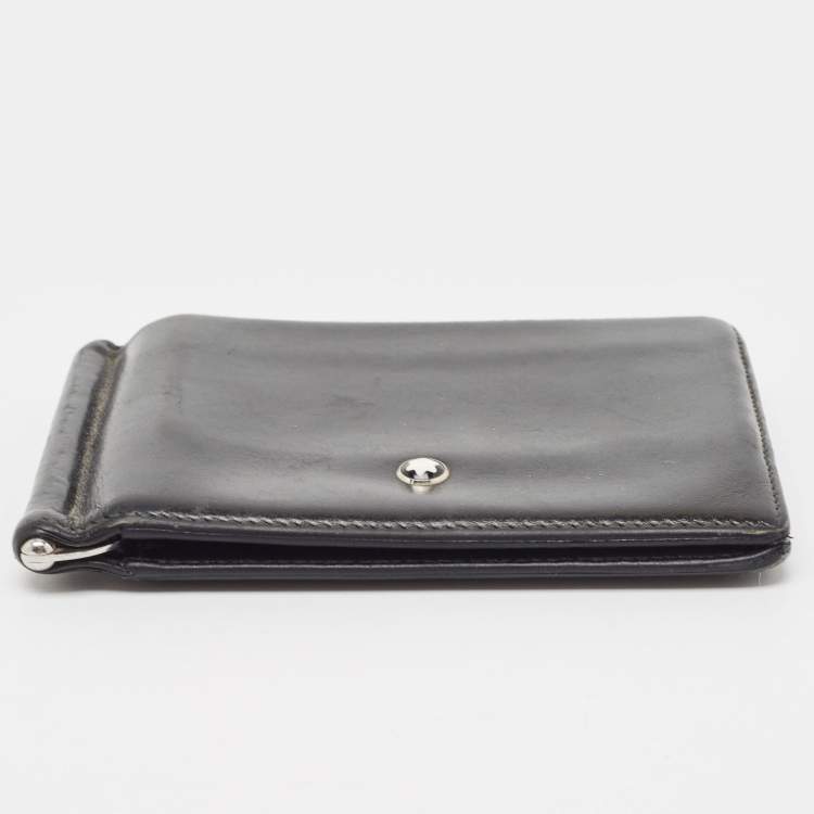 Pre Owned Montblanc Black Leather Meisterstück Money Clip Wallet 6CC