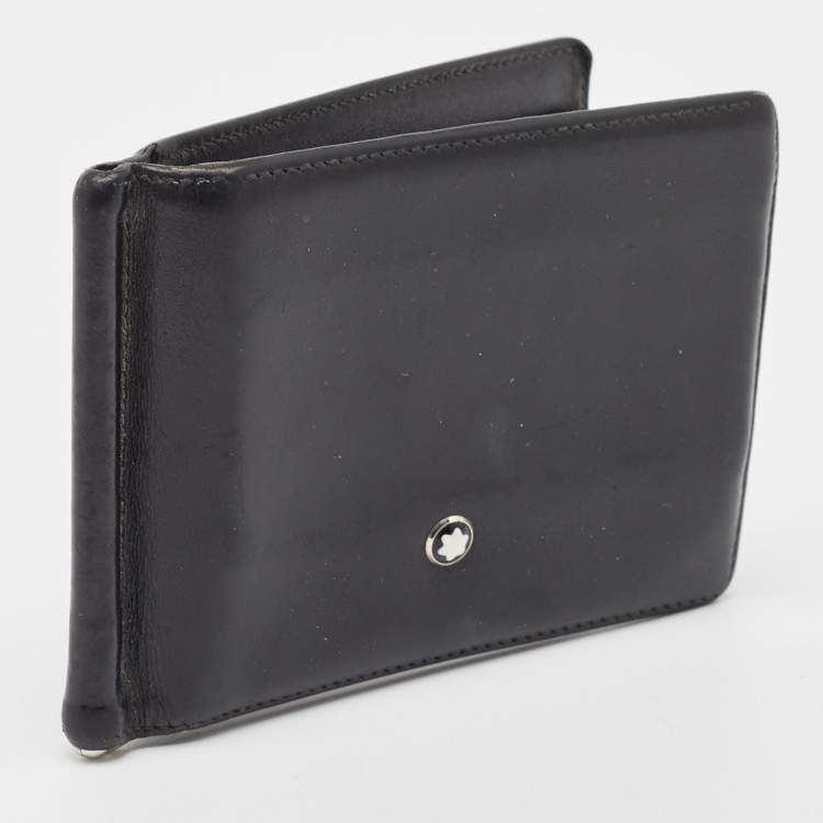 Pre Owned Montblanc Black Leather Meisterstück Money Clip Wallet 6CC