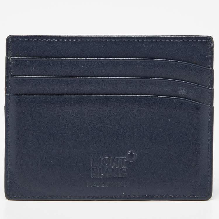 Pre Owned Montblanc Blue/Tan Leather Meisterstuck Card Holder 6CC