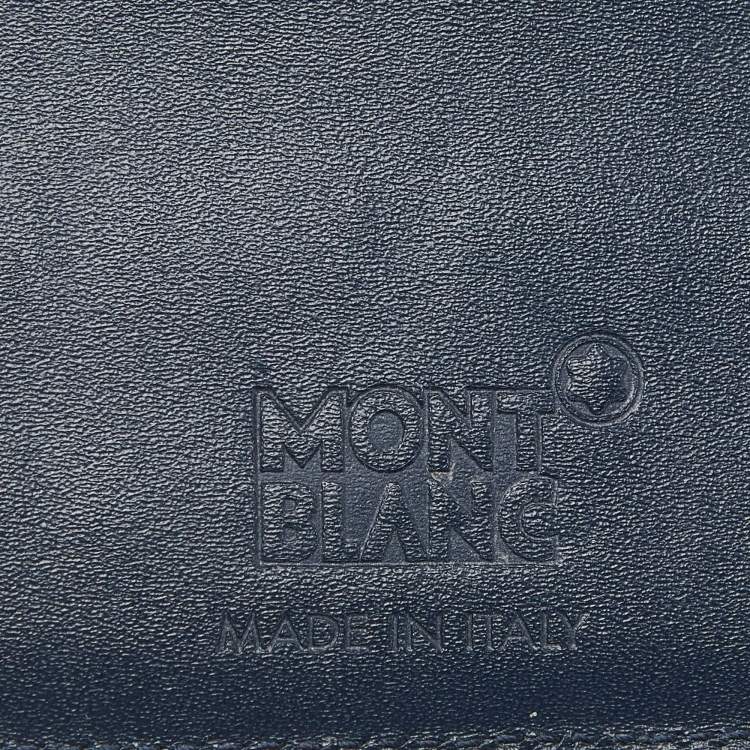 Pre Owned Montblanc Blue/Tan Leather Meisterstuck Card Holder 6CC