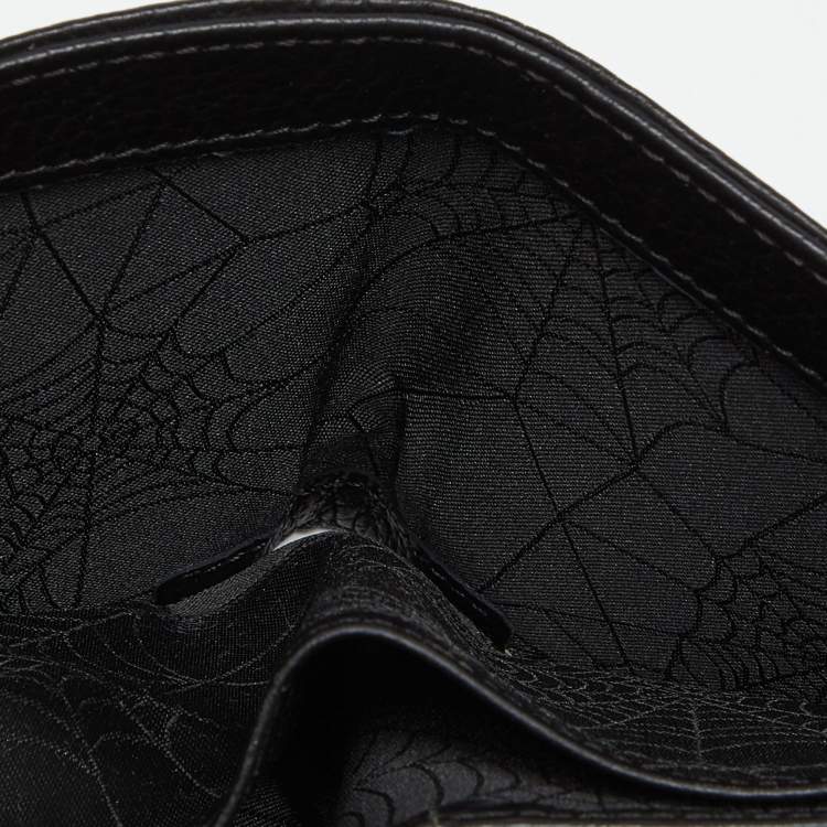Pre Owned Montblanc Black Crocodile Embossed Leather and Leather Bifold Wallet 