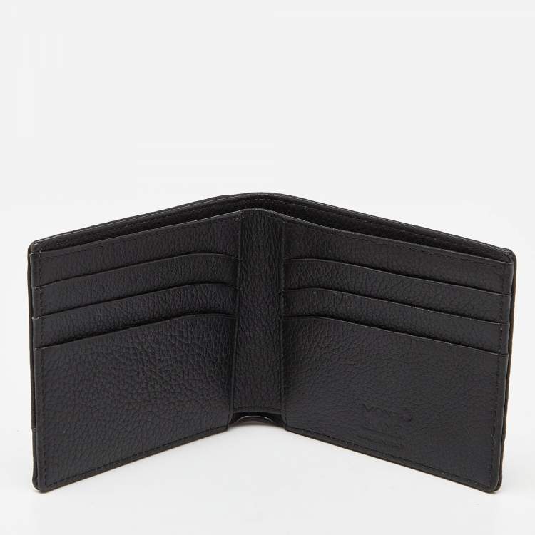 Pre Owned Montblanc Black Crocodile Embossed Leather and Leather Bifold Wallet 