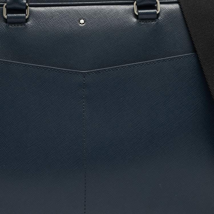 Pre Owned Montblanc Navy Blue Leather Sartorial Ultra Slim Document Case Bag