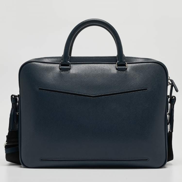 Pre Owned Montblanc Navy Blue Leather Sartorial Ultra Slim Document Case Bag