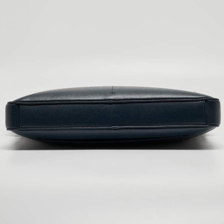Pre Owned Montblanc Navy Blue Leather Sartorial Ultra Slim Document Case Bag