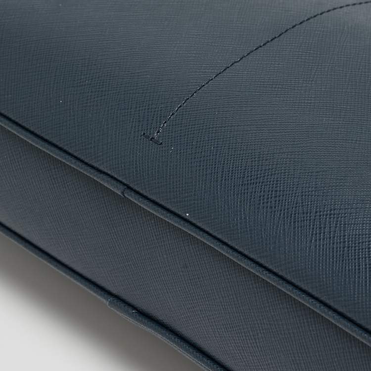 Pre Owned Montblanc Navy Blue Leather Sartorial Ultra Slim Document Case Bag