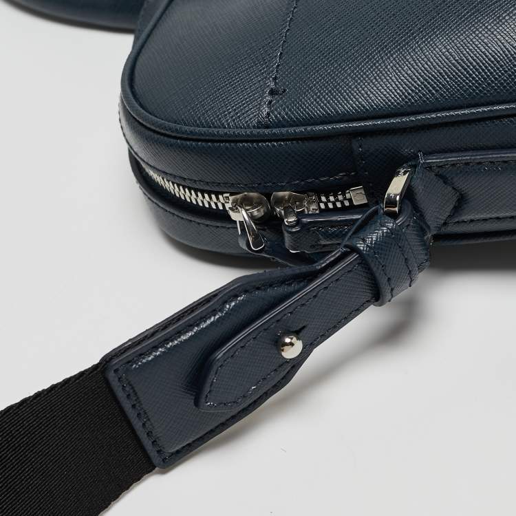 Pre Owned Montblanc Navy Blue Leather Sartorial Ultra Slim Document Case Bag