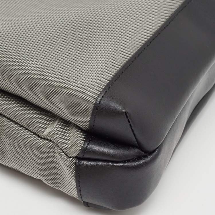 Pre Owned Montblanc Grey/Black Nylon and Leather Nightflight Messenger Bag