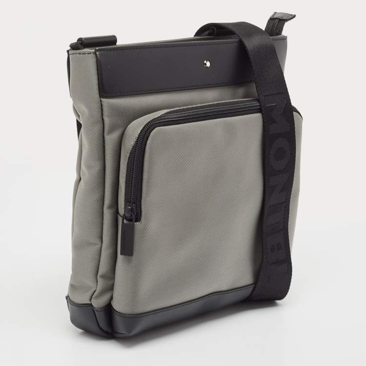 Pre Owned Montblanc Grey/Black Nylon and Leather Nightflight Messenger Bag