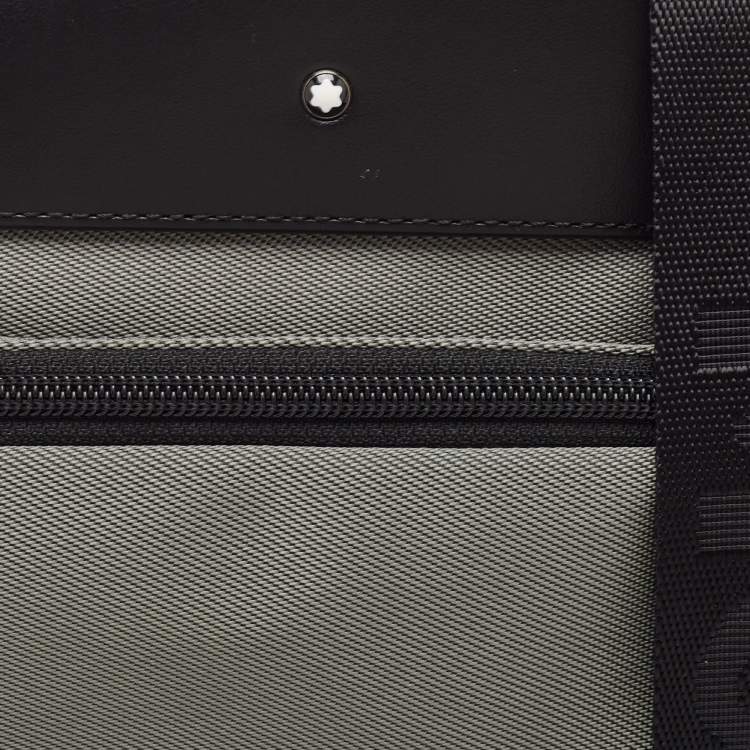 Pre Owned Montblanc Grey/Black Nylon and Leather Nightflight Messenger Bag