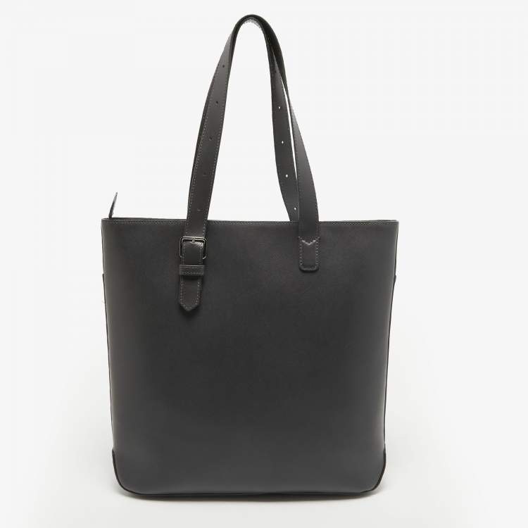 Pre Owned Montblanc Grey Leather Sartorial Vertical Tote