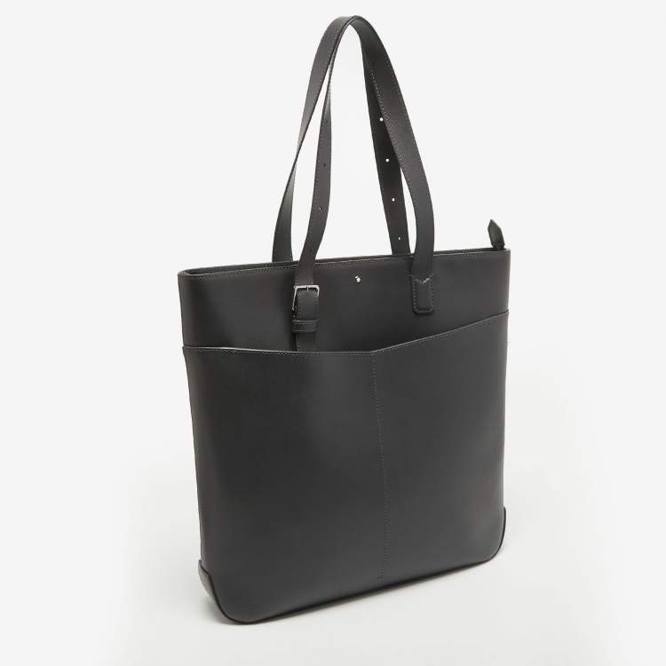 Pre Owned Montblanc Grey Leather Sartorial Vertical Tote