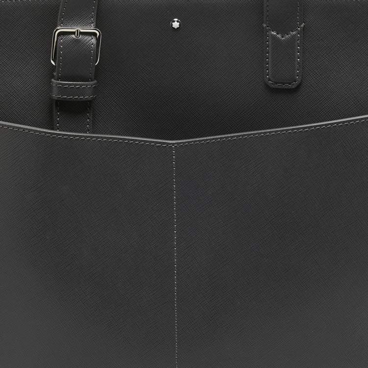 Pre Owned Montblanc Grey Leather Sartorial Vertical Tote