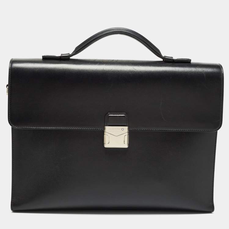 Pre Owned Montblanc Black Leather Meisterstück Urban Briefcase