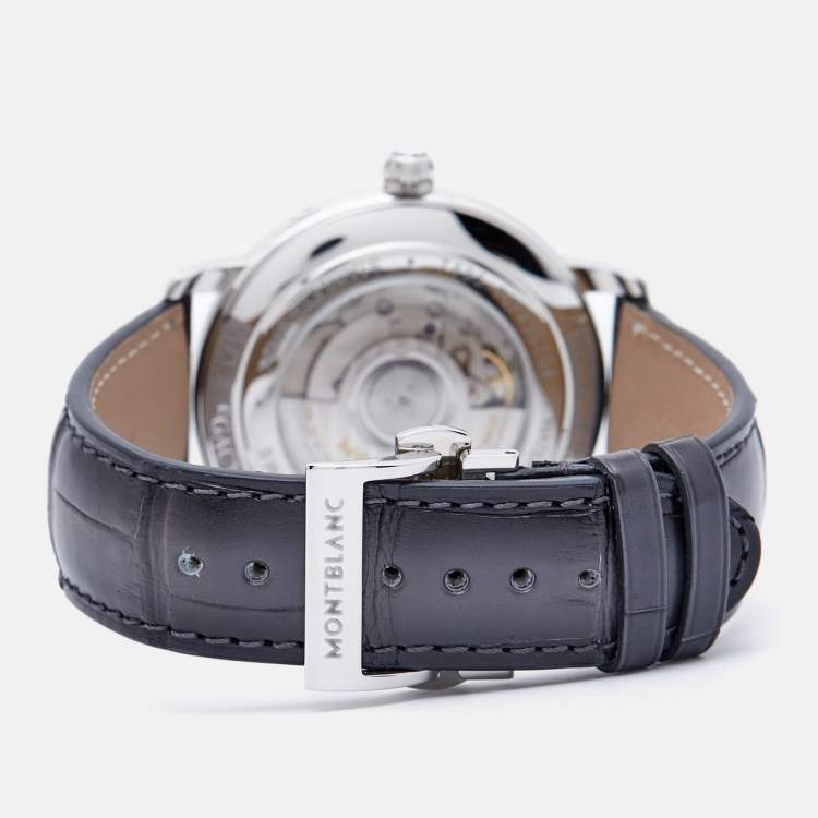 Pre Owned Montblanc Slate Grey Stainless Steel Sfumato Alligator Leather Star Legacy 118518 Men's Wristwatch 42 mm